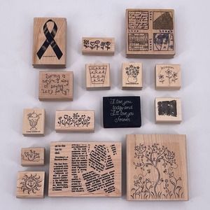 Lot of 15 Stamps Stampin Up Flowers Words Love Tree Bird Ribbon Dessert Crafting